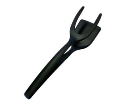 2 In 1 Grip And Flip Tongs in black, displayed alone. The ergonomic design is perfect for gripping and flipping foods with ease, suitable for any kitchen.