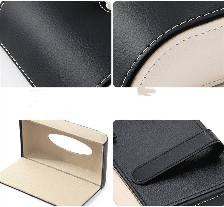 details of Luxurious Leather Car Tissue Holder 