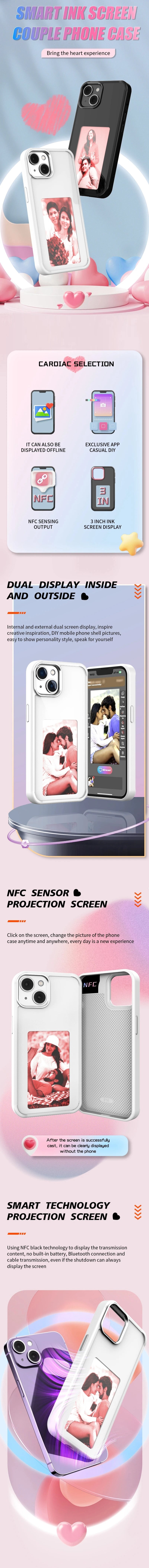 E-ink Screen Phone Case Unlimited Screen Projection Personalized Phone Cover Battery Free New Designer Luxury Phone Case
