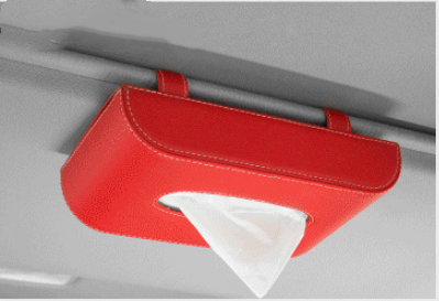 red Luxurious Leather Car Tissue Holder 