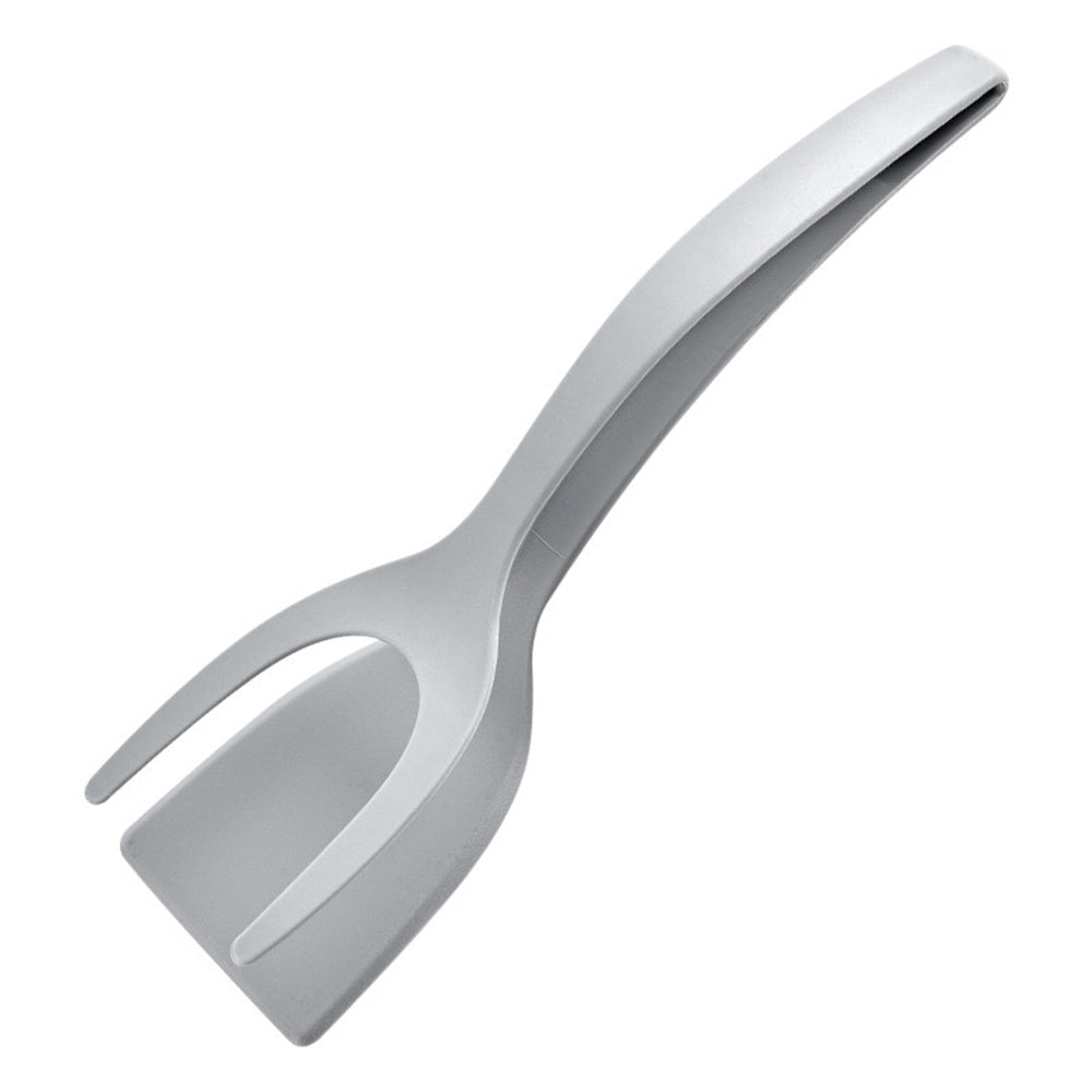 2 In 1 Grip And Flip Tongs in white, displayed alone. The ergonomic design is perfect for gripping and flipping foods with ease, suitable for any kitchen.