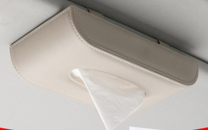 white Luxurious Leather Car Tissue Holder 