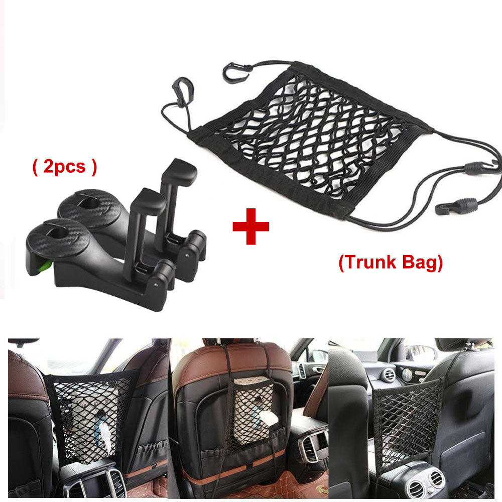 Versatile 2-in-1 Car Headrest Hook & Phone Holder - Space-Saving, Universal Fit Organizer for Bags, Groceries & Smartphone