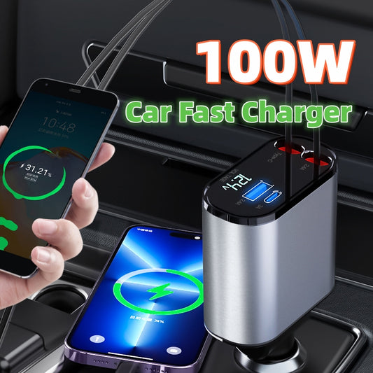 100w car fast charger for iphone and samsung (android)