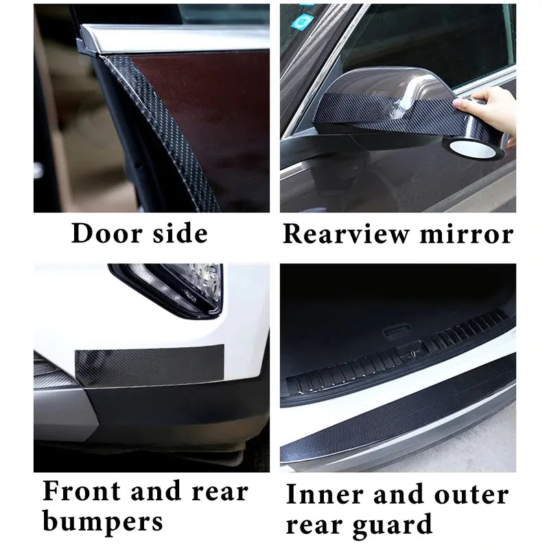 Premium 3D Carbon Fiber Car Sticker: DIY Easy-Paste Protector Strip - Ultimate Scratch & Water-Resistant Auto Door and Mirror Protection Film