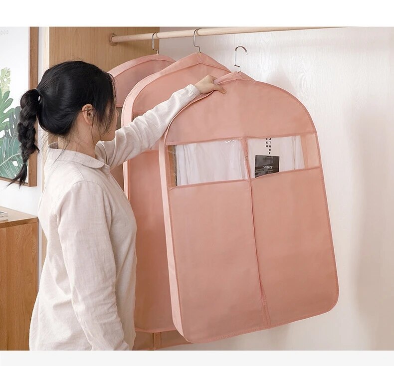3D Zipper Clothes Dust Cover - Waterproof, Dustproof Garment Suit Protector - Multi-Size Wardrobe Organizer Storage Bag
