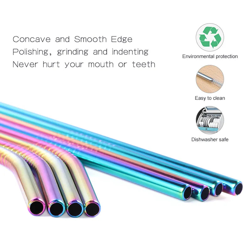 Eco-Chic 304 Stainless Steel Reusable Straws - Colorful, Durable & Sustainable Drinking Solutions for Home & Party