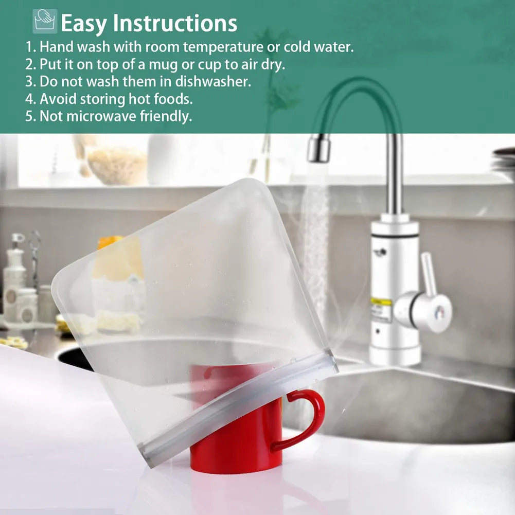 Reusable EVA Silicone Food Storage Bags - Leakproof & Eco-Friendly