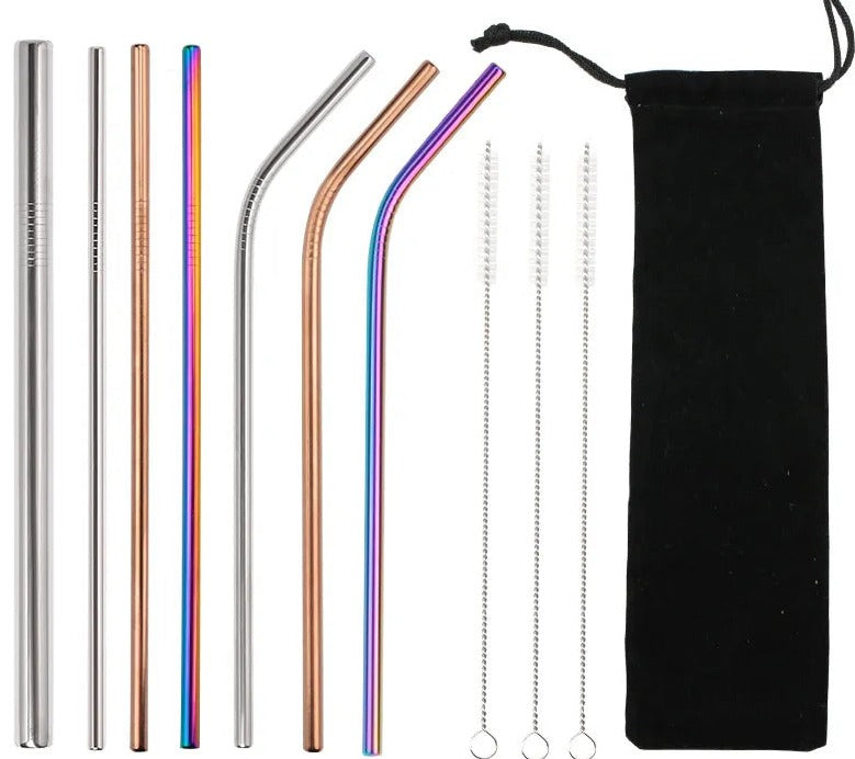 47 mixed Stainless Steel Reusable Straws Set with Brush