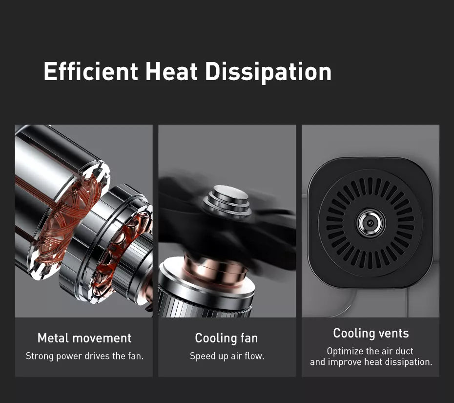 BASEUS High-Efficiency Mini Car Air Compressor | Fast Inflation | Auto-Pressure Detection | LED Lighting | Portable Design | Multi-Use Pump