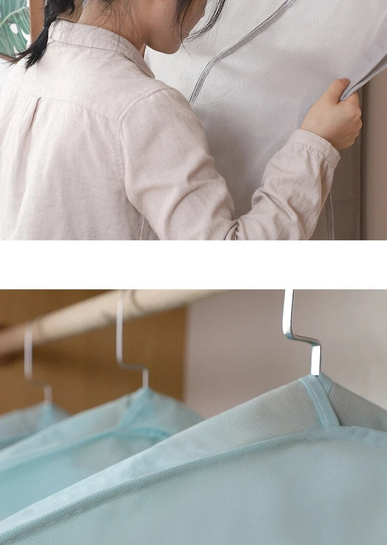 3D Zipper Clothes Dust Cover - Waterproof, Dustproof Garment Suit Protector - Multi-Size Wardrobe Organizer Storage Bag