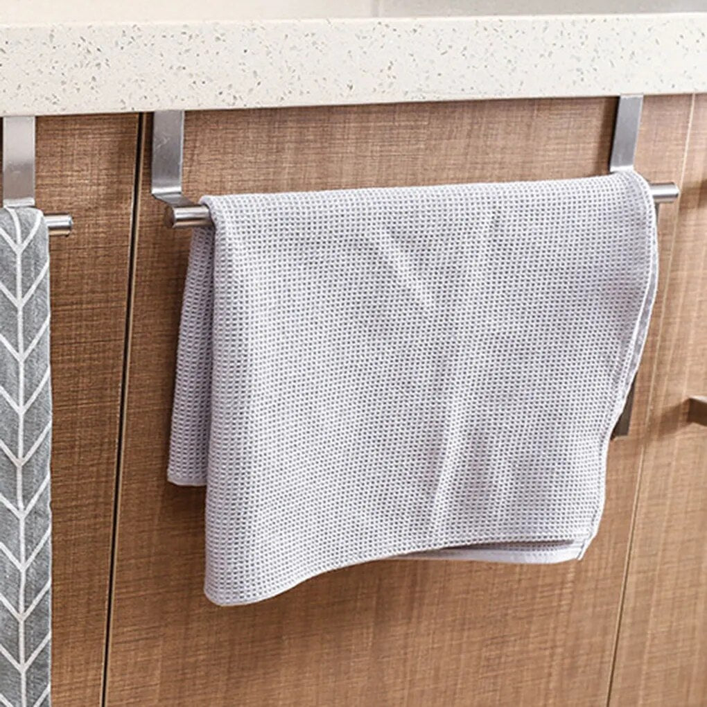 Stainless Elegance Towel Rack - Over Door Hanging Towel Bar, Durable Stainless Steel, Rust-Resistant Bathroom & Kitchen Towel Holder