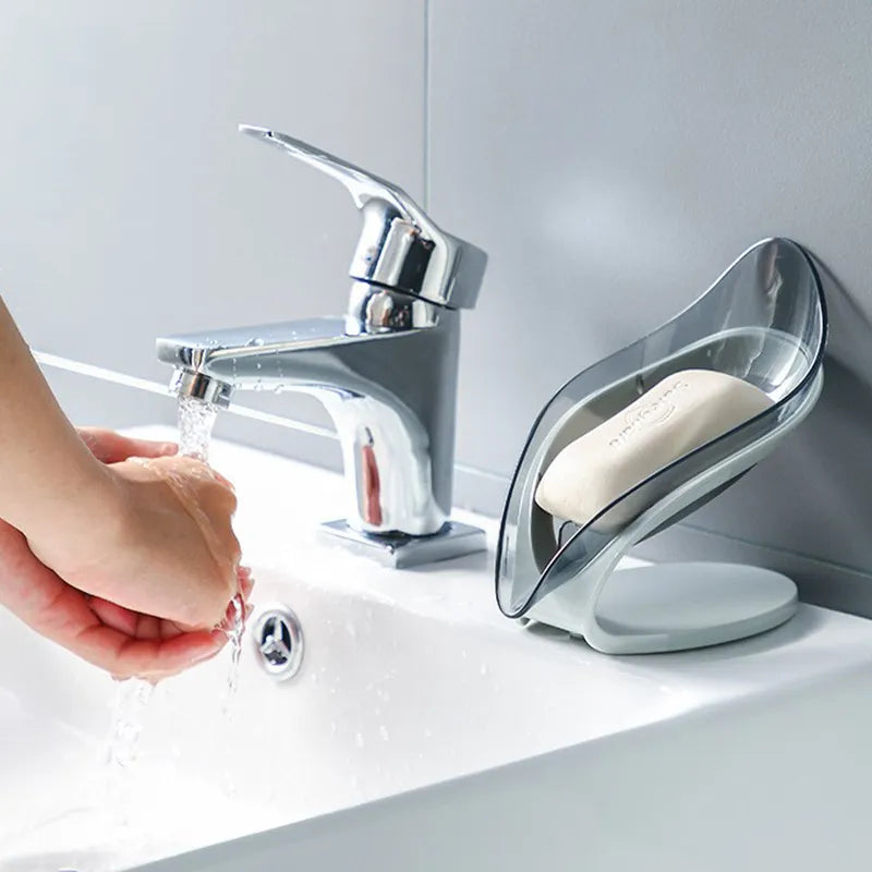 Leaf-Shaped Suction Soap Holder | Elegant Drain Design Bathroom Accessory