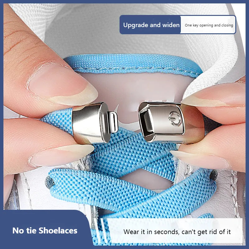 Easy-Use Elastic No-Tie Shoelaces with Durable Metal Lock - Perfect for All Ages