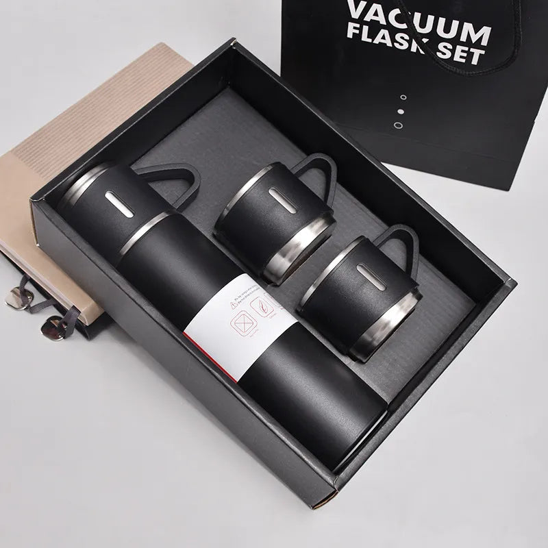 500ML Stainless Steel Vacuum Flask Gift Set | Office Business Style Thermos Bottle | Hot Water Thermal Insulation Couple Cup