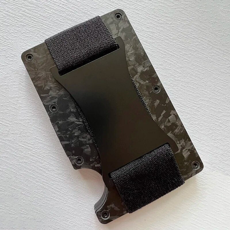 A variant of the card holder with a camouflage pattern is shown, suggesting an additional style option