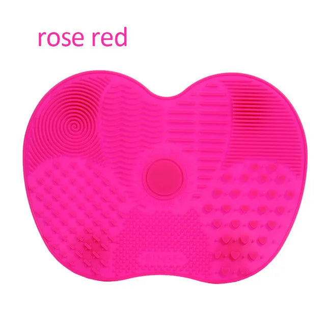 rose red Silicone Makeup Brush Cleaner Pad – Eco-Friendly, Non-Toxic Cosmetic Brush Scrubber for Effective Cleaning