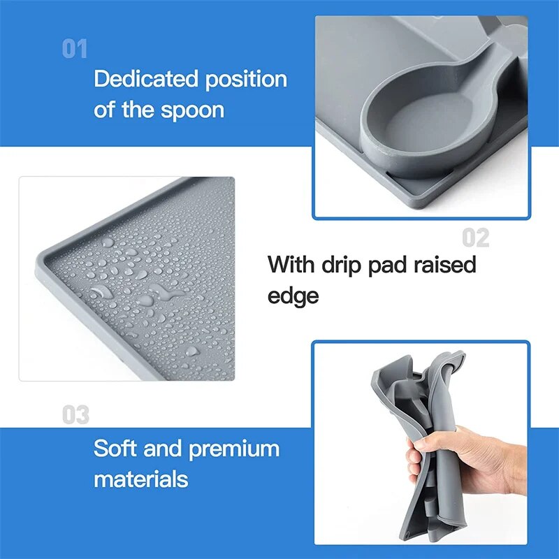 Multi-Slot Silicone Spoon Rest & Utensil Holder - Kitchen Counter Organizer | Heat-Resistant, Non-Breakable, Space-Saving Design