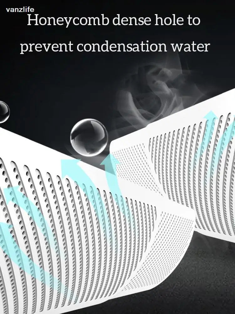 This image displays a close-up of the air conditioner wind deflector's honeycomb dense hole design. These holes are engineered to prevent condensation water, keeping walls and surfaces dry. The air conditioner vent deflector is both practical and effective.