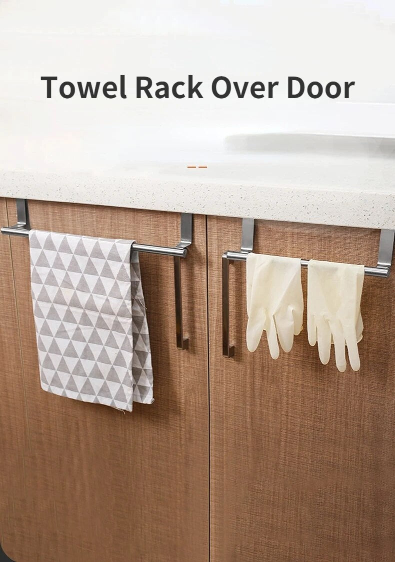 Stainless Steel Over-the-Door Towel Rack - Easy Install