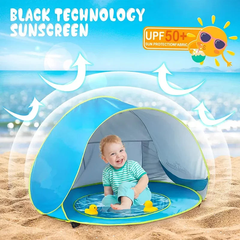 Infant Beach Tent: Portable Sun Shelter with UV Protection and Water Play Pool for Newborns
