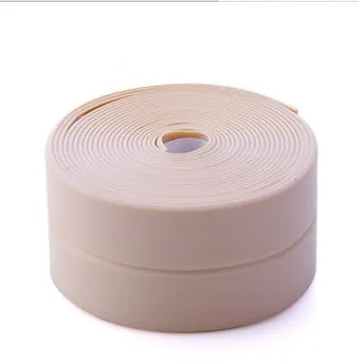 The image depicts a tightly coiled roll of pink sealing strip tape, emphasizing its flexibility and the length provided.