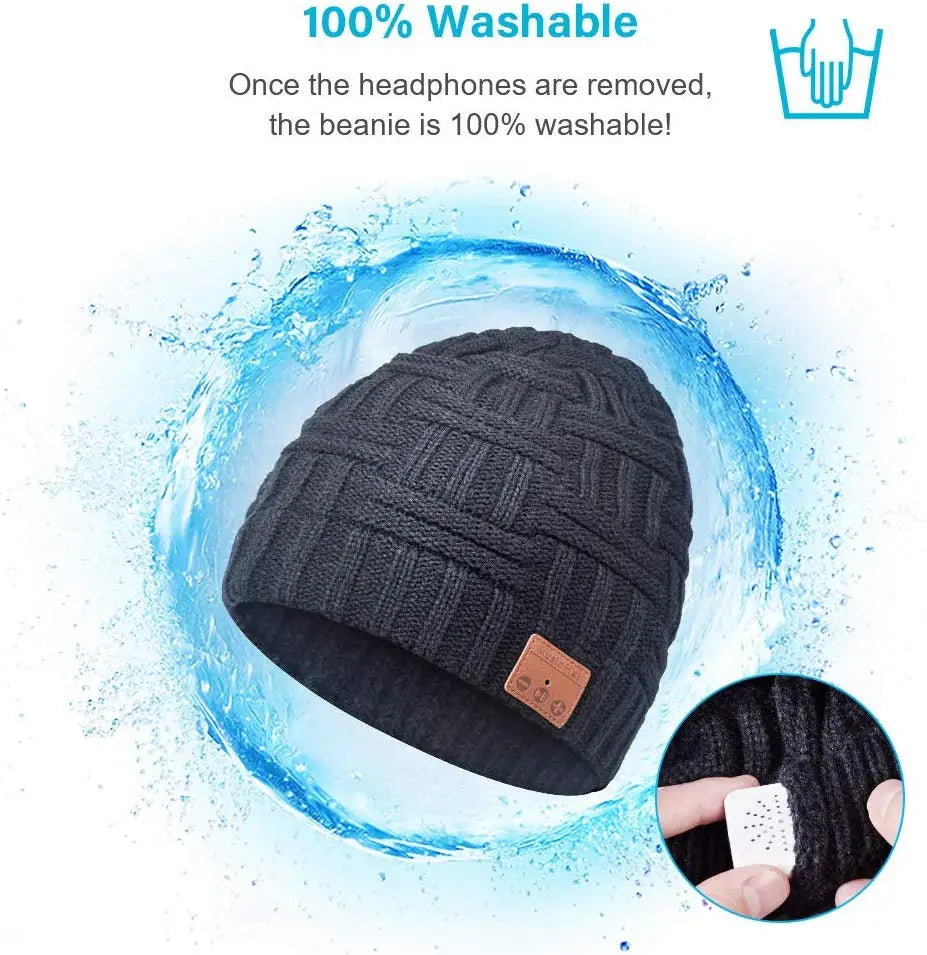 Unisex Winter Outdoor Sports Knitted Hat - Wireless Bluetooth 5.0 Beanie with Stereo Music, Mic, and Intuitive Controls - Warm, Washable, and Fashionable Tech Accessory