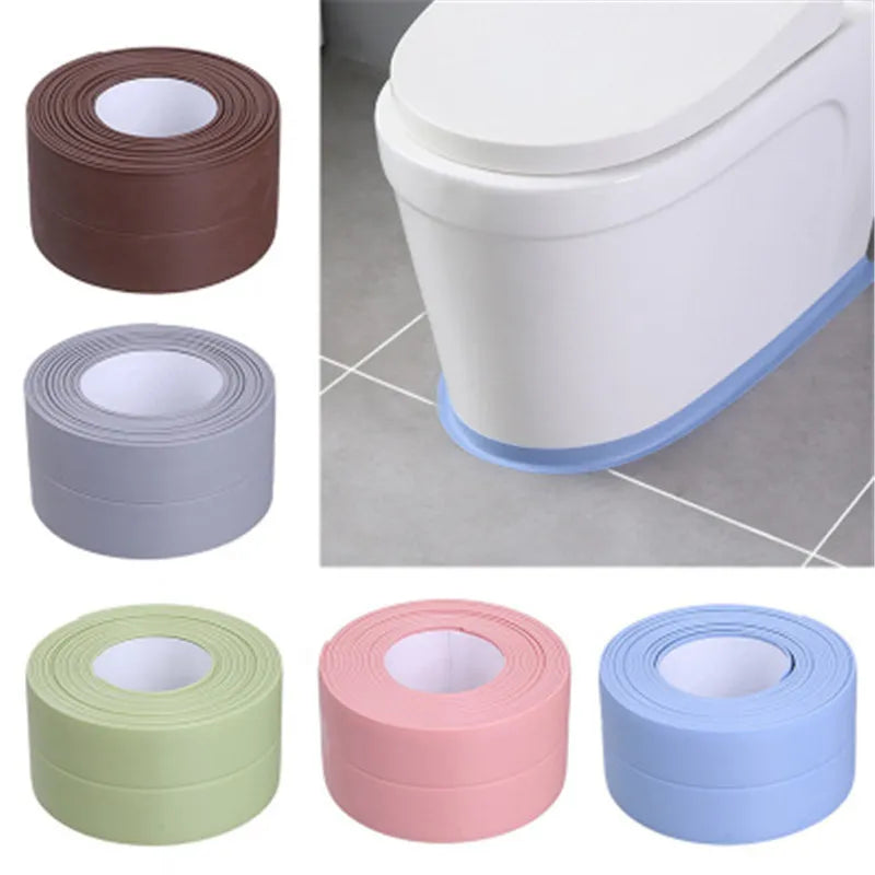 An array of sealing strip rolls is presented alongside a container, showcasing the variety of available colors such as blue, green, and pink.