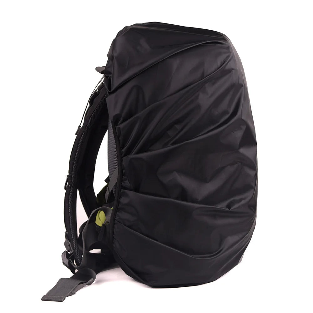 side view of Reflective Waterproof Backpack Rain Cover designed for visibility and protection, accommodating backpacks sized 20-80L.