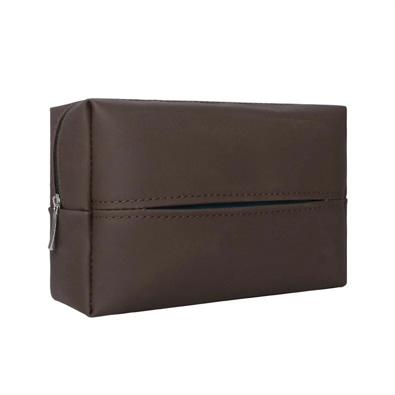 brown Nappa leather car tissue box holder