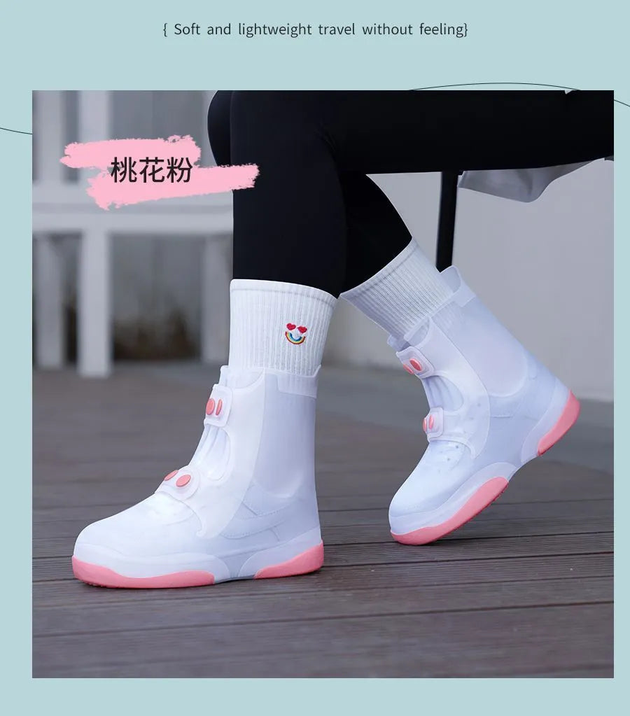 White Durable Waterproof Shoe Covers - Anti-Skid Overshoes