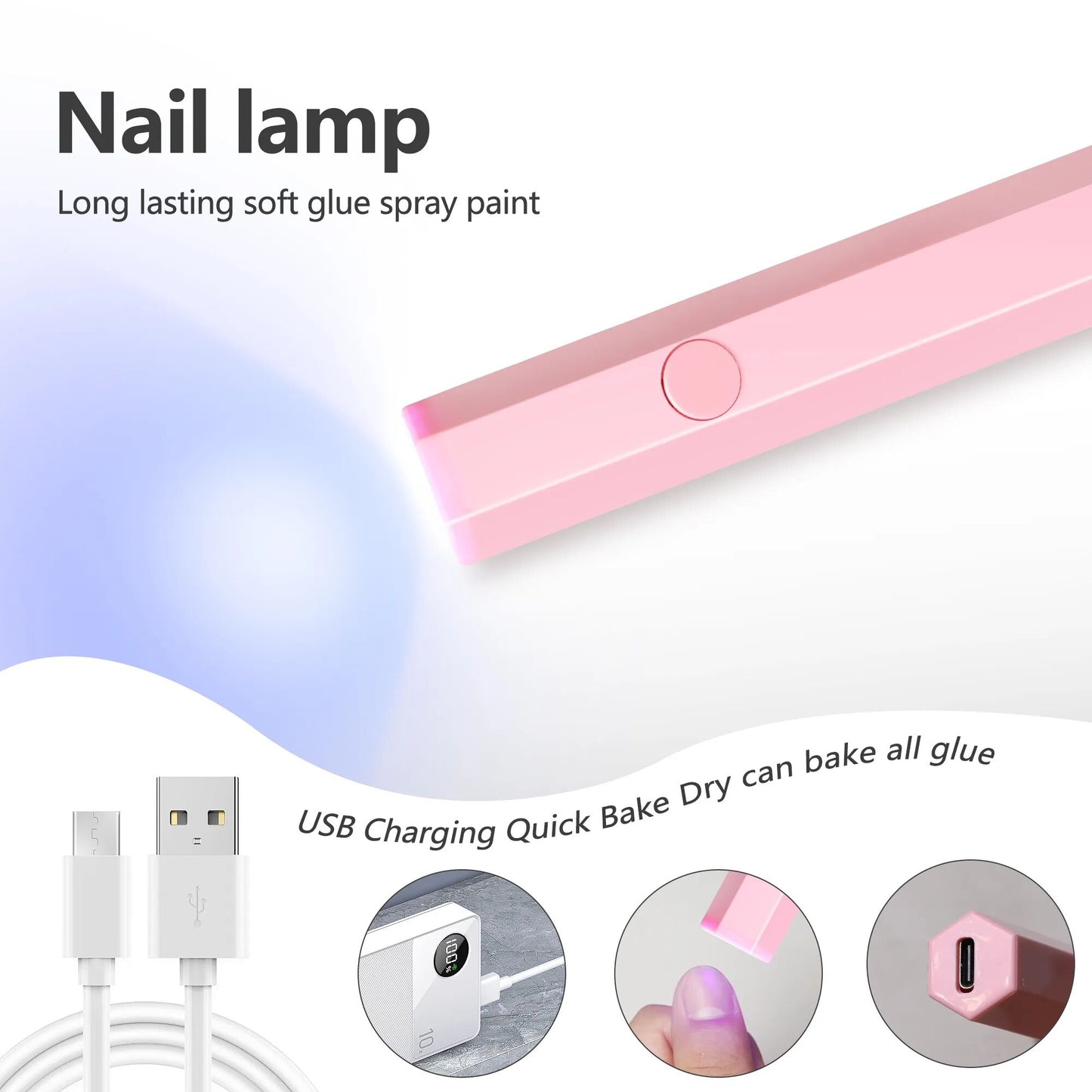 Compact USB-Powered LED Nail Lamp - Portable Gel Polish Dryer for Professional & Home Use