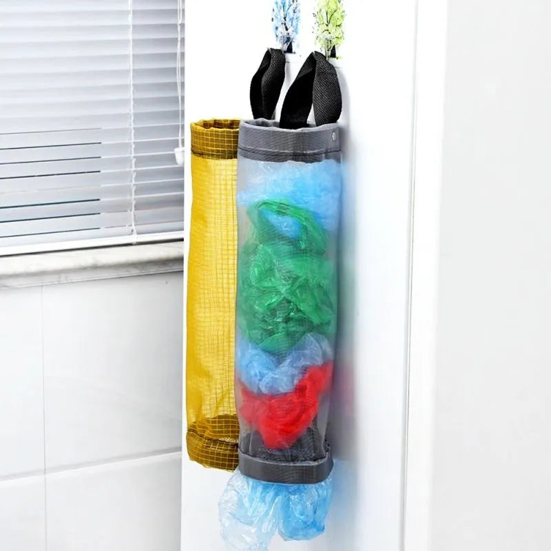 Space-Saving Kitchen Organizer: Durable Wall Mount Plastic Bag Dispenser