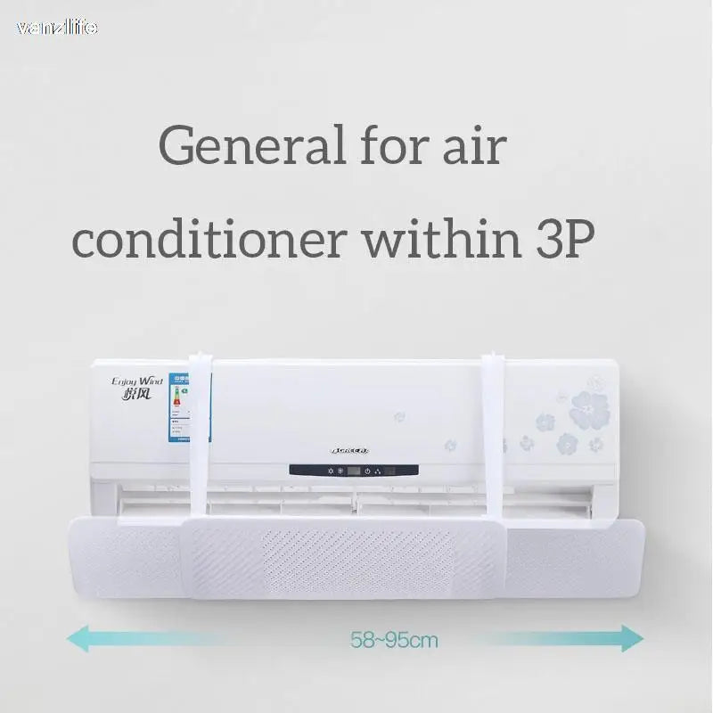 This image shows a general view of the air conditioner wind deflector suitable for units within 3P, with clear measurements displayed. The deflector fits a variety of air conditioners, enhancing versatility. The air conditioner air deflector adapts to different models.