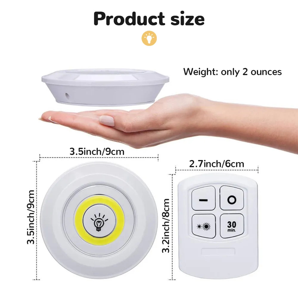 3W Super Bright Cob Under Cabinet Light - Wireless Dimmable Wardrobe Night Lamp for Home & Kitchen