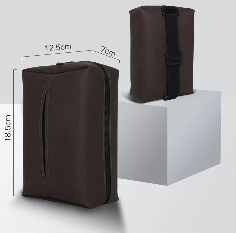 measurments of details of  black Nappa leather car tissue box holder