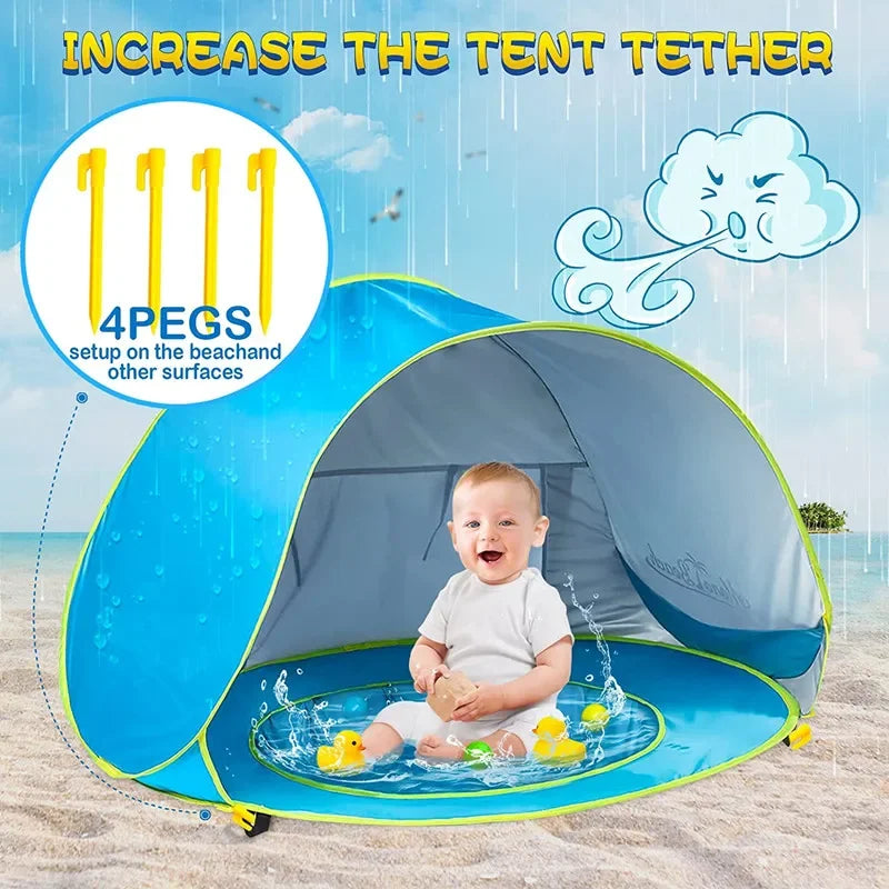 Infant Beach Tent: Portable Sun Shelter with UV Protection and Water Play Pool for Newborns