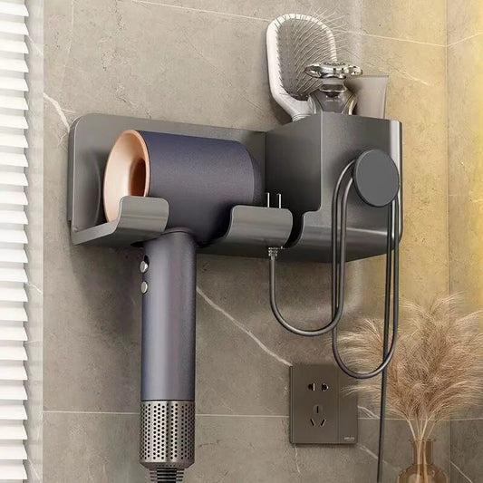 This wall-mounted hair dryer shelf is not just a mere bathroom accessory; it's a blend of functionality and style, designed to cater to the modern, space-conscious consumer.