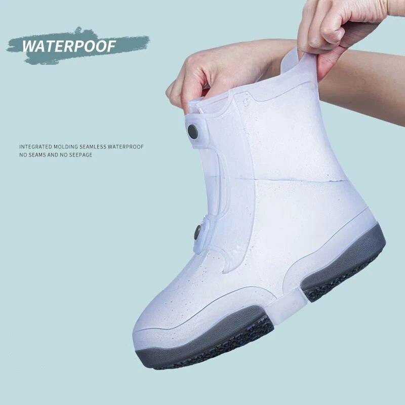 White Durable Waterproof Shoe Covers - Anti-Skid Overshoes