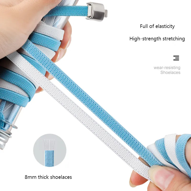 Easy-Use Elastic No-Tie Shoelaces with Durable Metal Lock - Perfect for All Ages