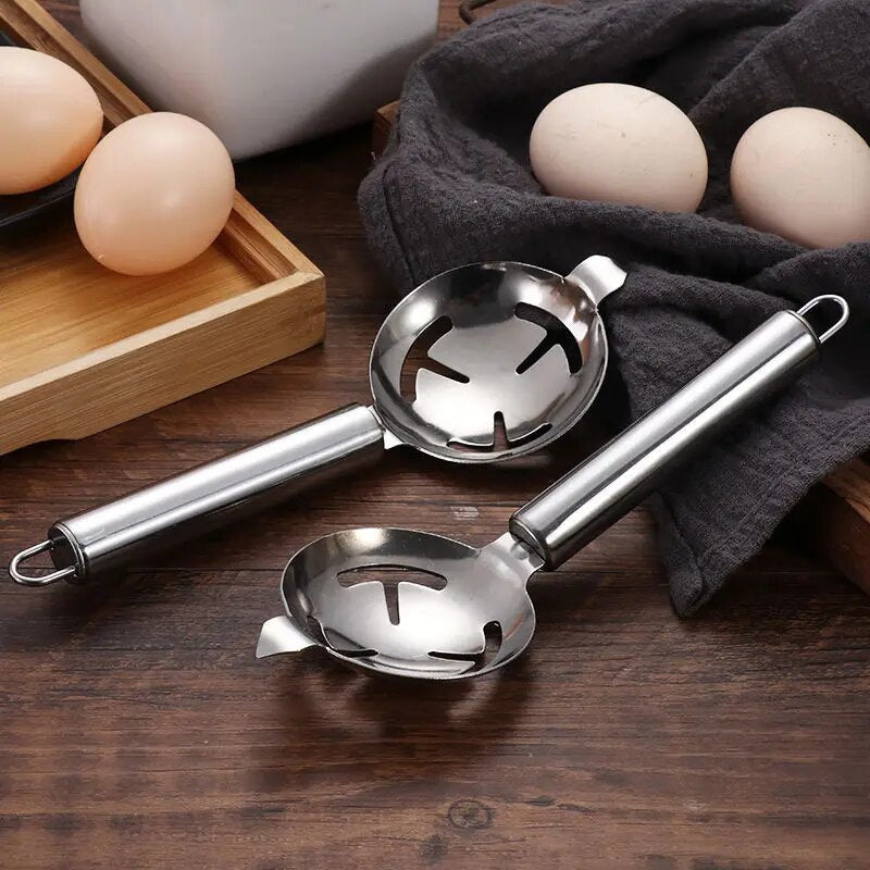 Stainless Steel Egg Separator | Long-Handled Yolk Extractor for Healthy Cooking & Baking