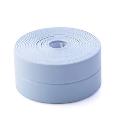 The image depicts a tightly coiled roll of sky blue sealing strip tape, emphasizing its flexibility and the length provided.