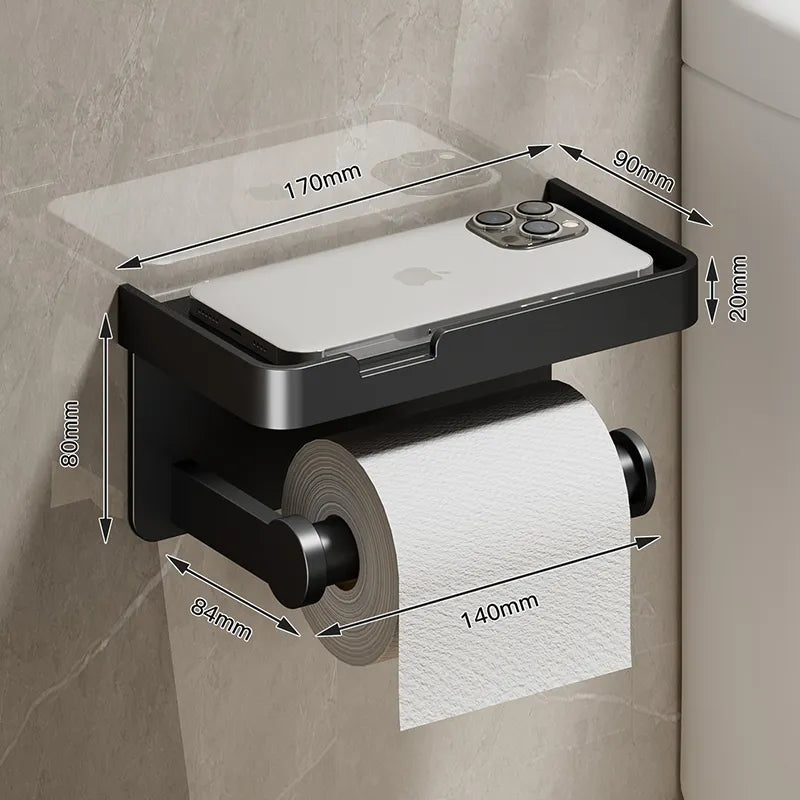 Elegant Aluminum Alloy & Stainless Steel Toilet Paper Holder - Wall Mount, Durable Bathroom Accessory with Multiple Style Options