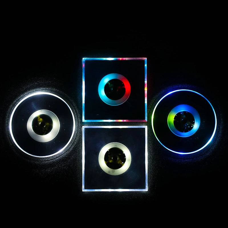 Colorful LED Acrylic Coaster: Eco-Friendly, Round Luminous Drink Display for Bars & Home Entertainment