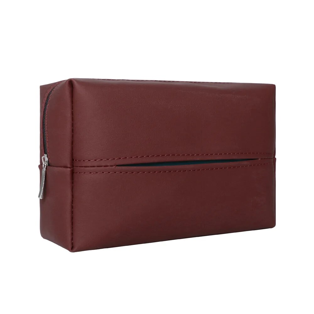  red Nappa leather car tissue box holder