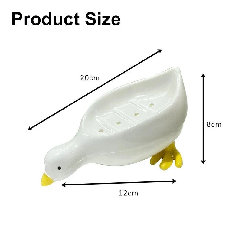 Durable Cute Duck Shaped Plastic Soap Dish - Self-Draining, Hygienic Holder for Bathroom & Kitchen Sink