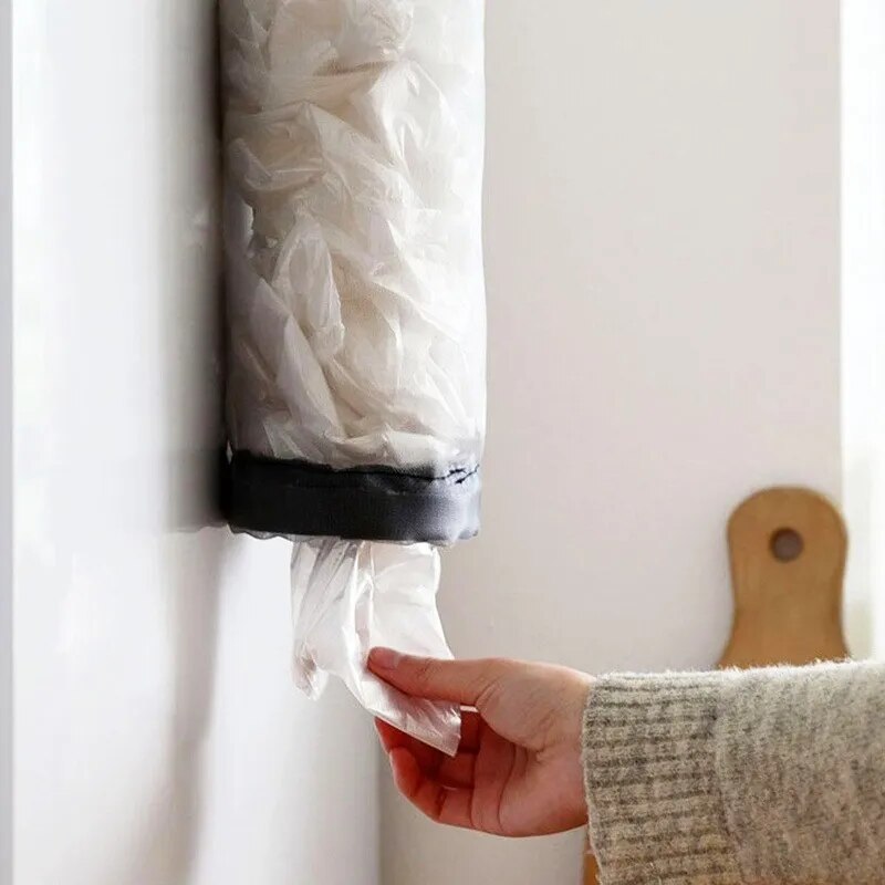 Space-Saving Kitchen Organizer: Durable Wall Mount Plastic Bag Dispenser