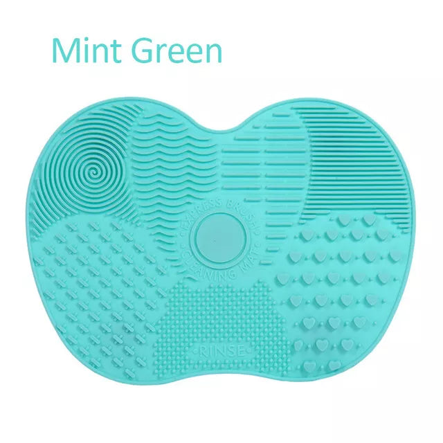 mint green Silicone Makeup Brush Cleaner Pad – Eco-Friendly, Non-Toxic Cosmetic Brush Scrubber for Effective Cleaning