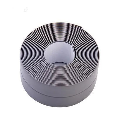 The image depicts a tightly coiled roll of grey sealing strip tape, emphasizing its flexibility and the length provided.