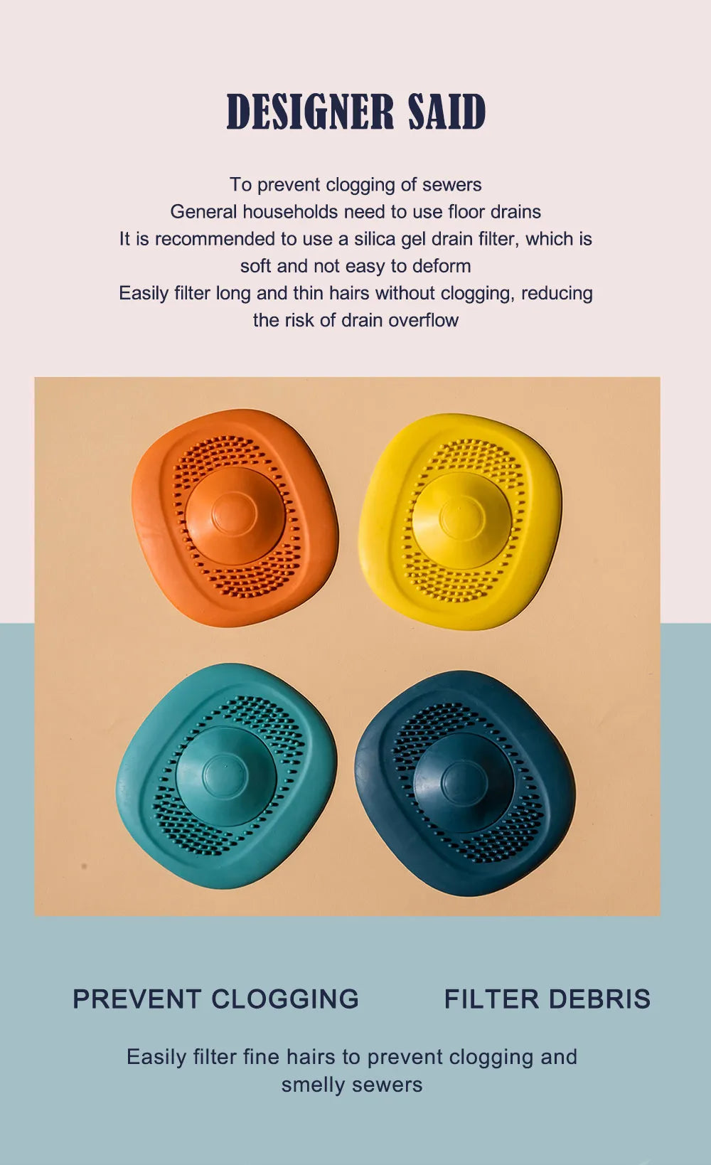 Multi-Use Silicone Sink Strainer and Hair Catcher | Clog-Free, Durable Drain Protection